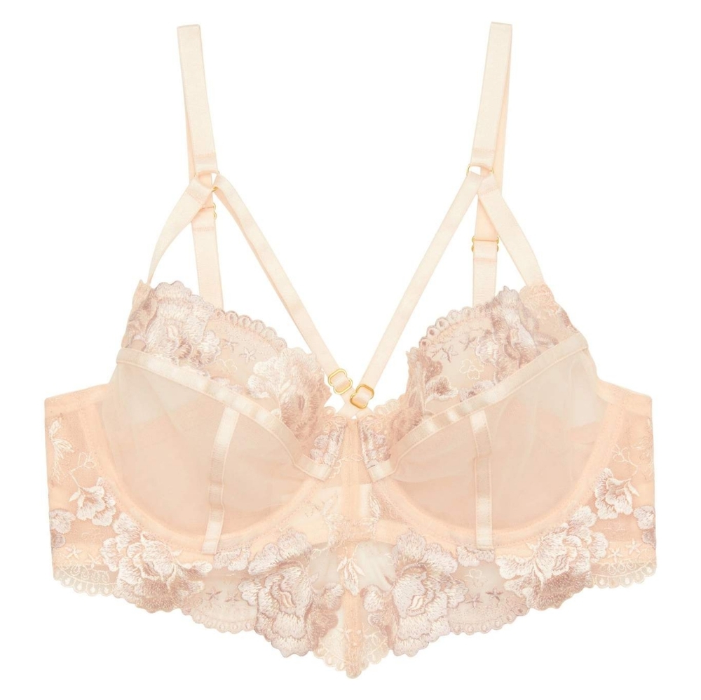 NWT Wolf and Whistle Grace Blush Embroidered Bra